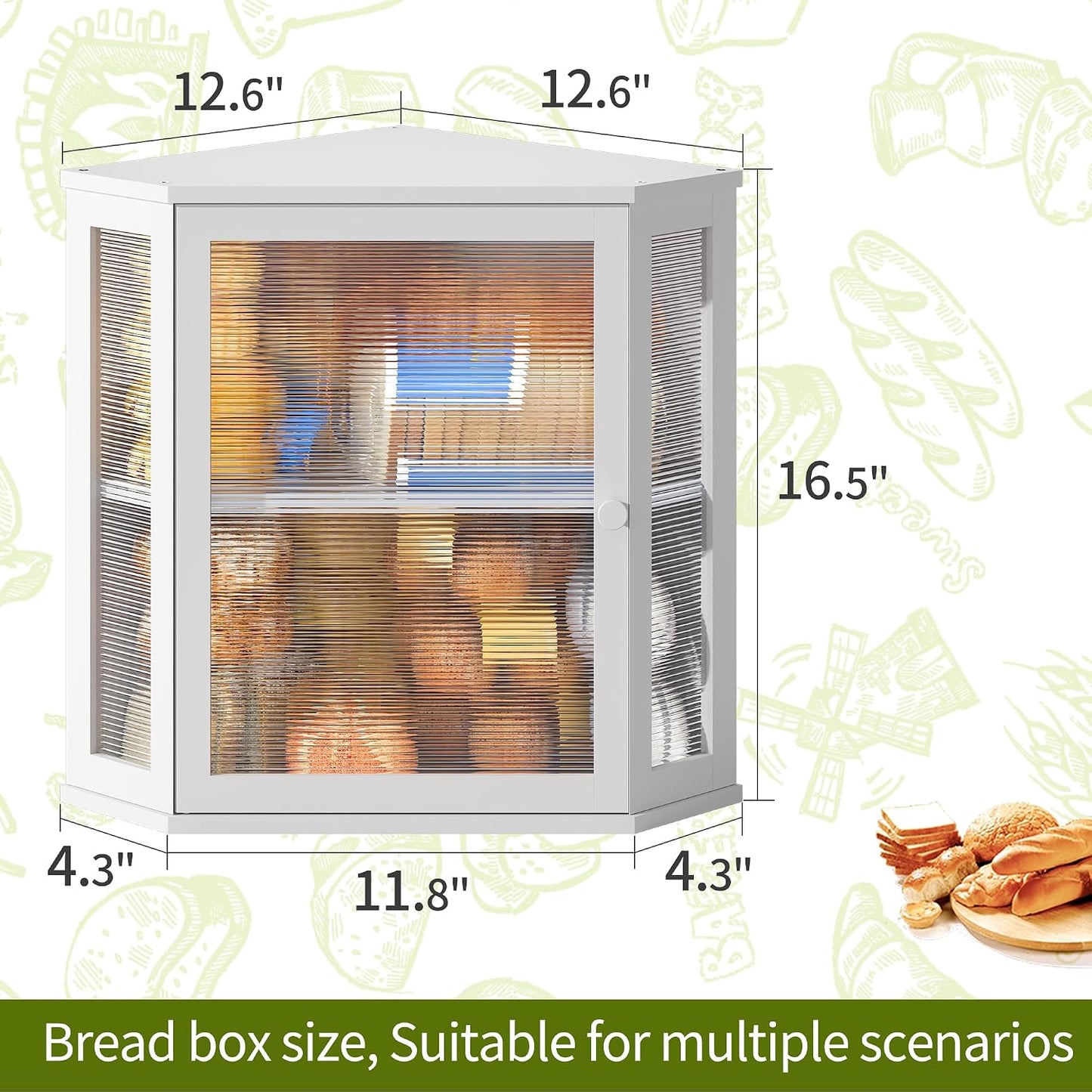 BMOSU Corner Bread Box for Kitchen Countertop Double Layer Bamboo Wooden Bread box Large Capacity Bread Storage