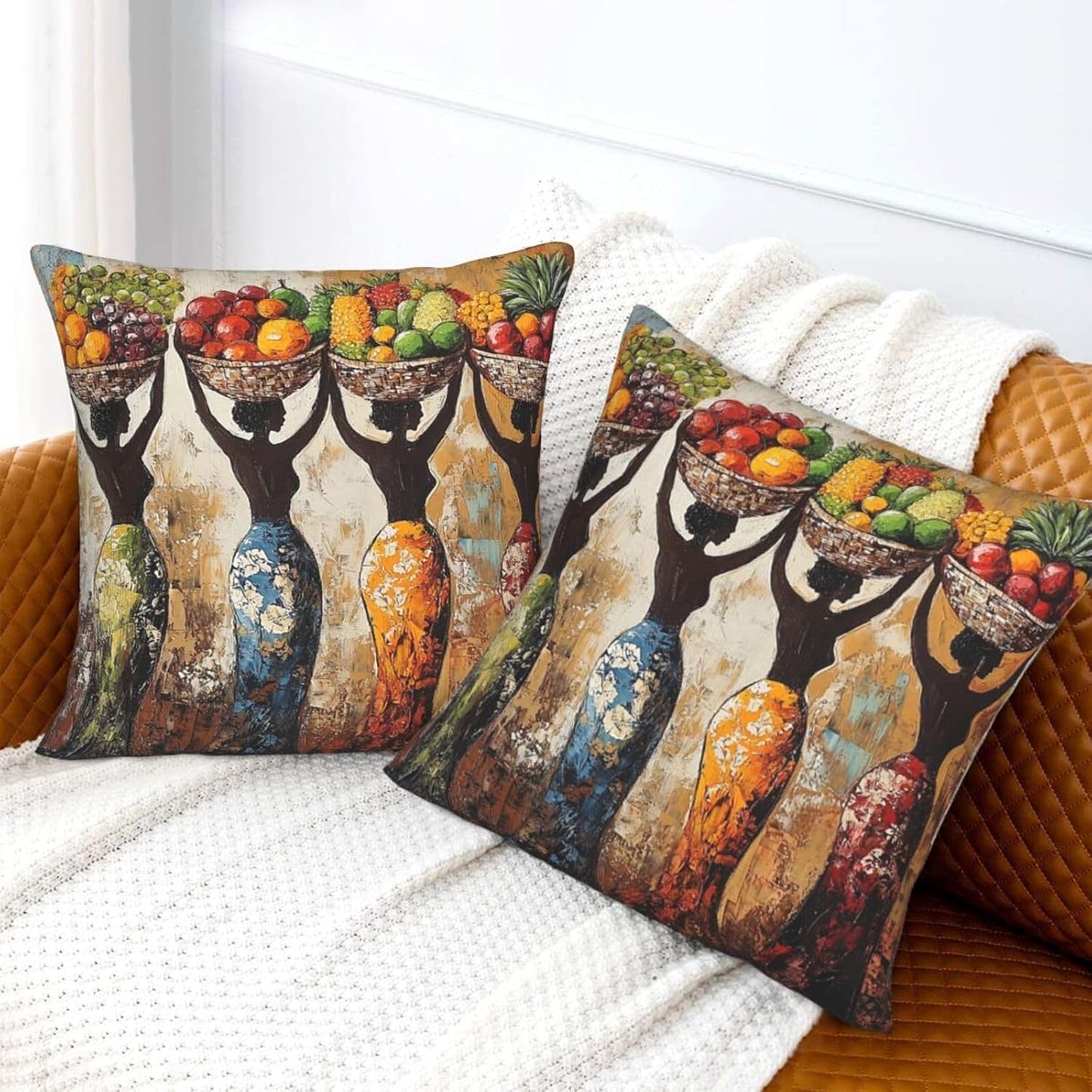 Throw Pillow Covers Pillow Cases Decoration Cushion Cover / African Women / 18 x 18 / Set of 2