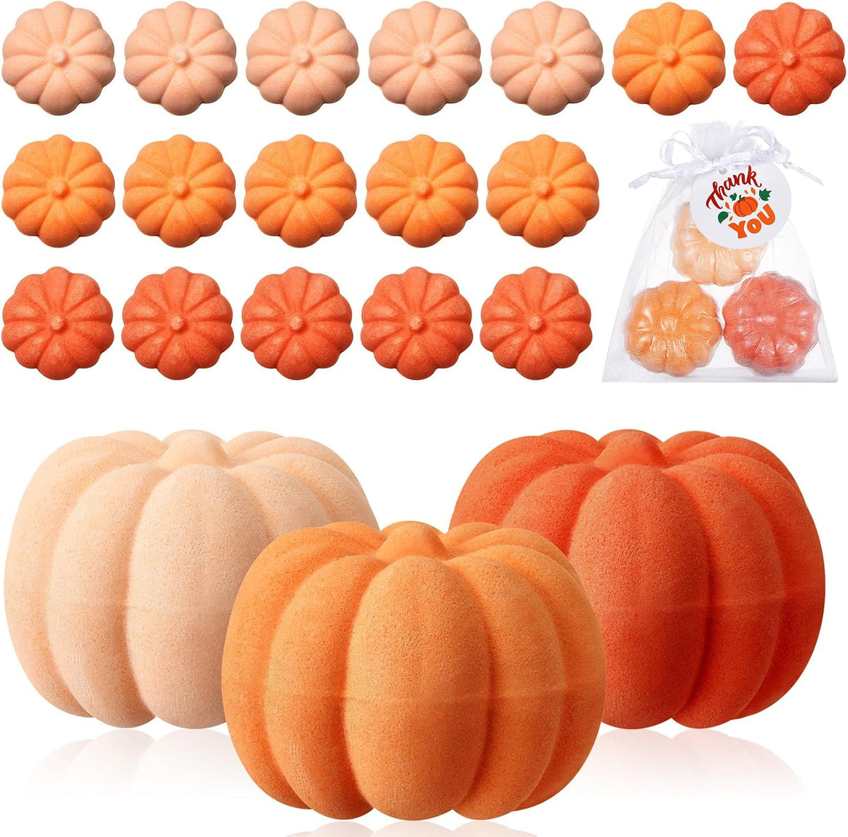 Lounsweer 24 Pack Little Pumpkin Bath Bombs Fall Baby Shower Favors,Orange