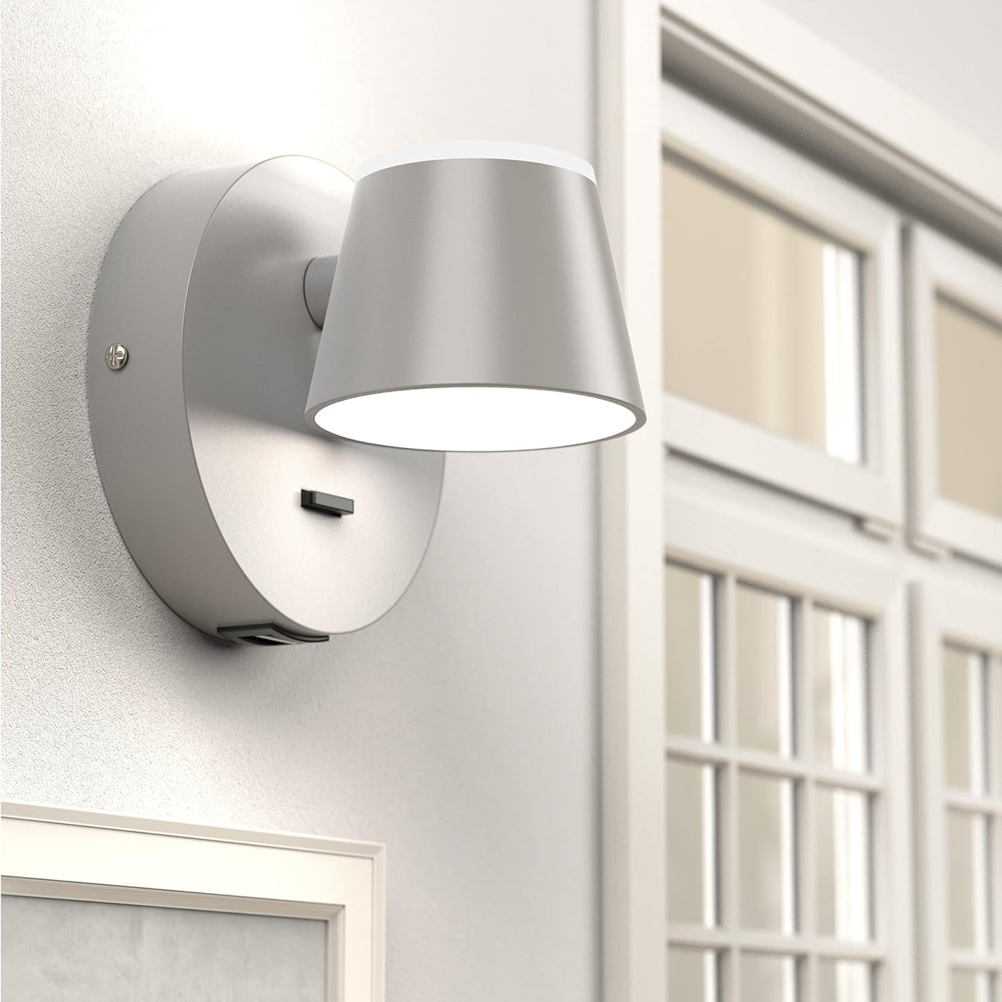 URSOLA Wall Light LED Wall Sconce with On/Off Switch USB Charging Port 110 Volt Hardwired Wall Lamp 350 Rotatable Up