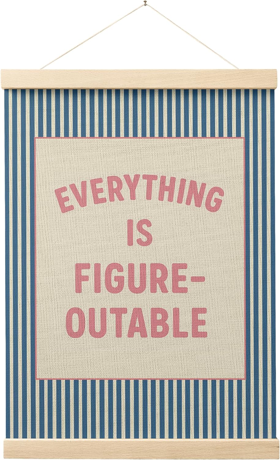 FGFK Everything is Figureoutable Positive Affirmations Wall Art Poster Hanger Frame, Retro Pink and Blue Inspirational