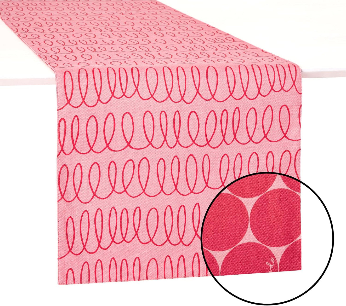 kate spade new york in The Loop & Joy Dot Reversible Table Runner, 100% Cotton, Machine Washable, Rose Pink/Red