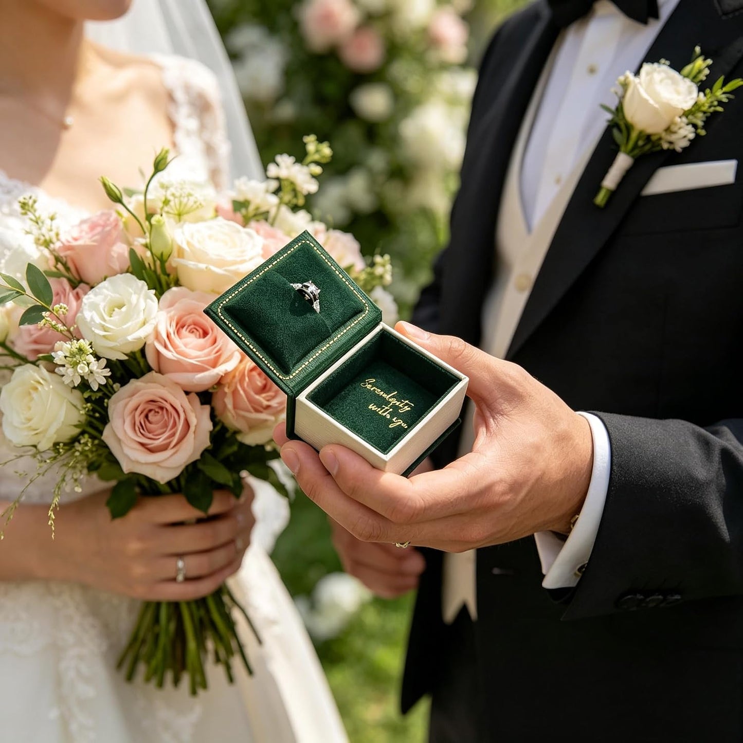 Book Shaped Ring Box / Dark Green-book