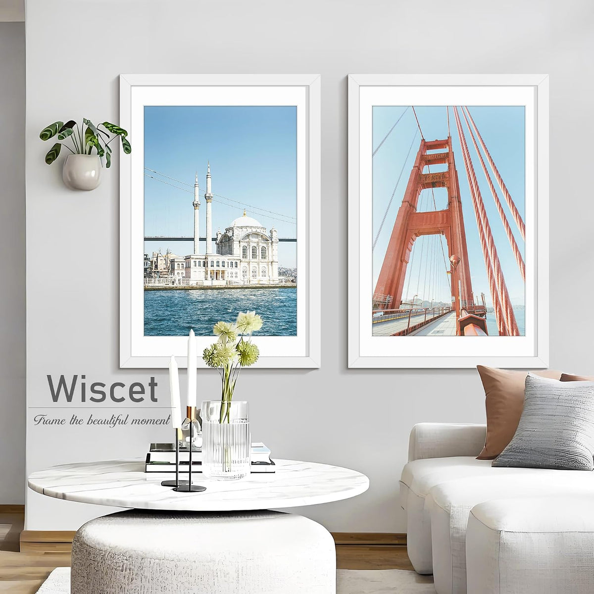Wiscet 24x36 Poster Frame, White, 4 Pack | Display Picture 20x30 with Mat or 24 x 36 without Mat, Photo Frame for