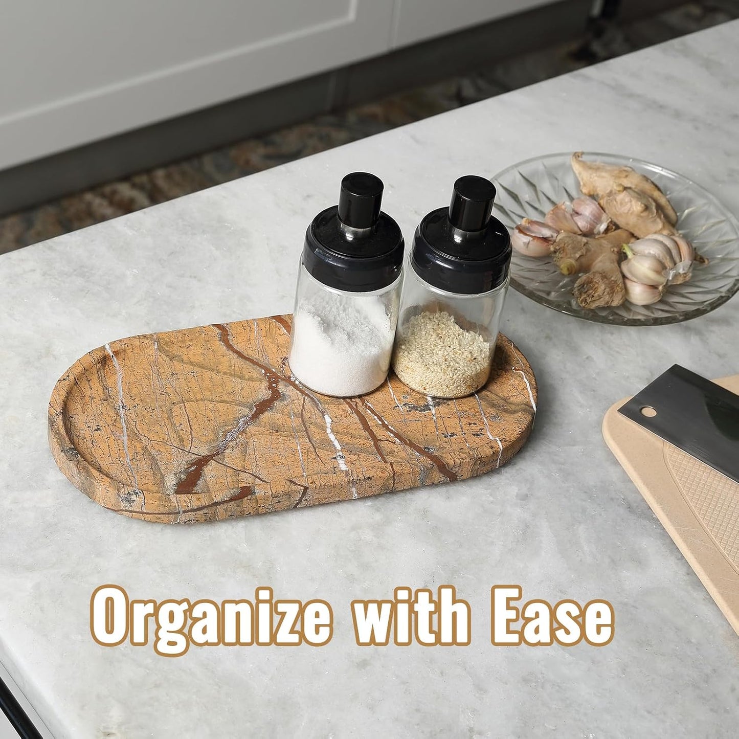 Candles / Countertop Organizer / Brown Red Marble-rainforest Gold / 12 x 6 x 0.8
