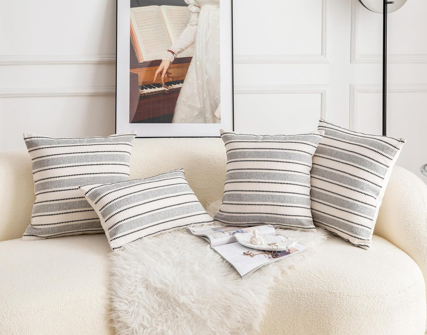 Farmhouse Textured Pillow Case / Black / 18 x 18 / Set of 2