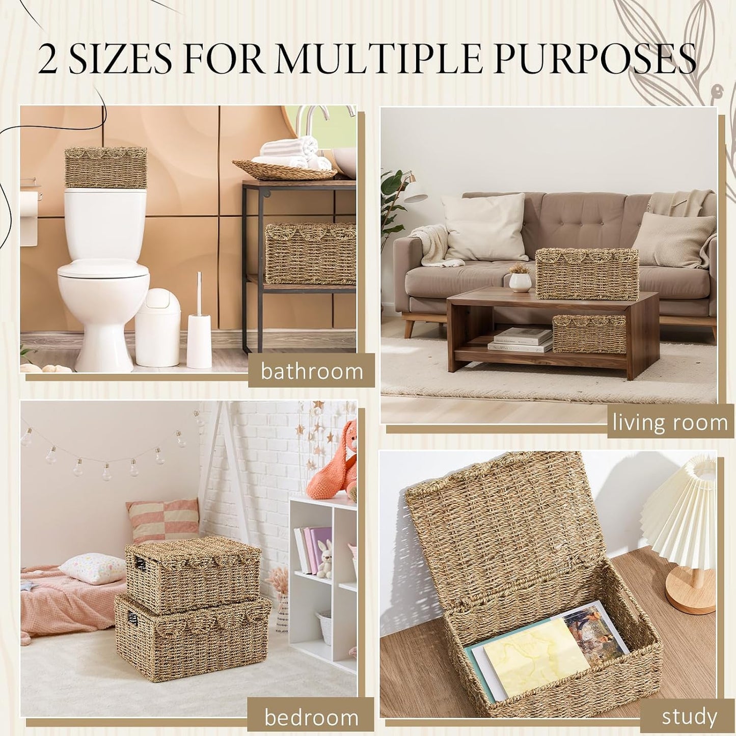 Scalloped Edge Wicker Basket Set / Seagrass / Set of 2