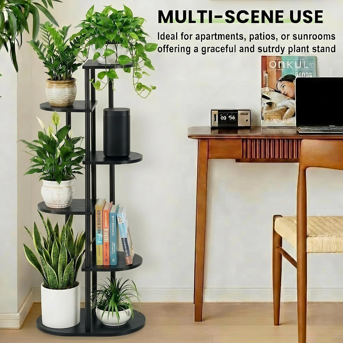 Tiered Plant Stand Indoor, Tall 6 Tier 7 Potted Wooden Plant Shelf for Multiple Flower Plants, Multi Corner Metal Plant