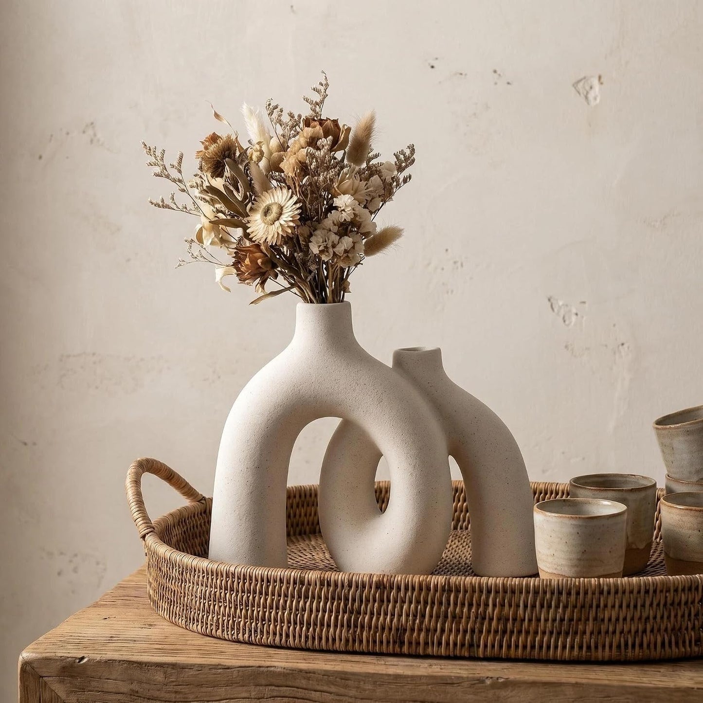 Modern Nordic Boho Vase Set / Beige-1