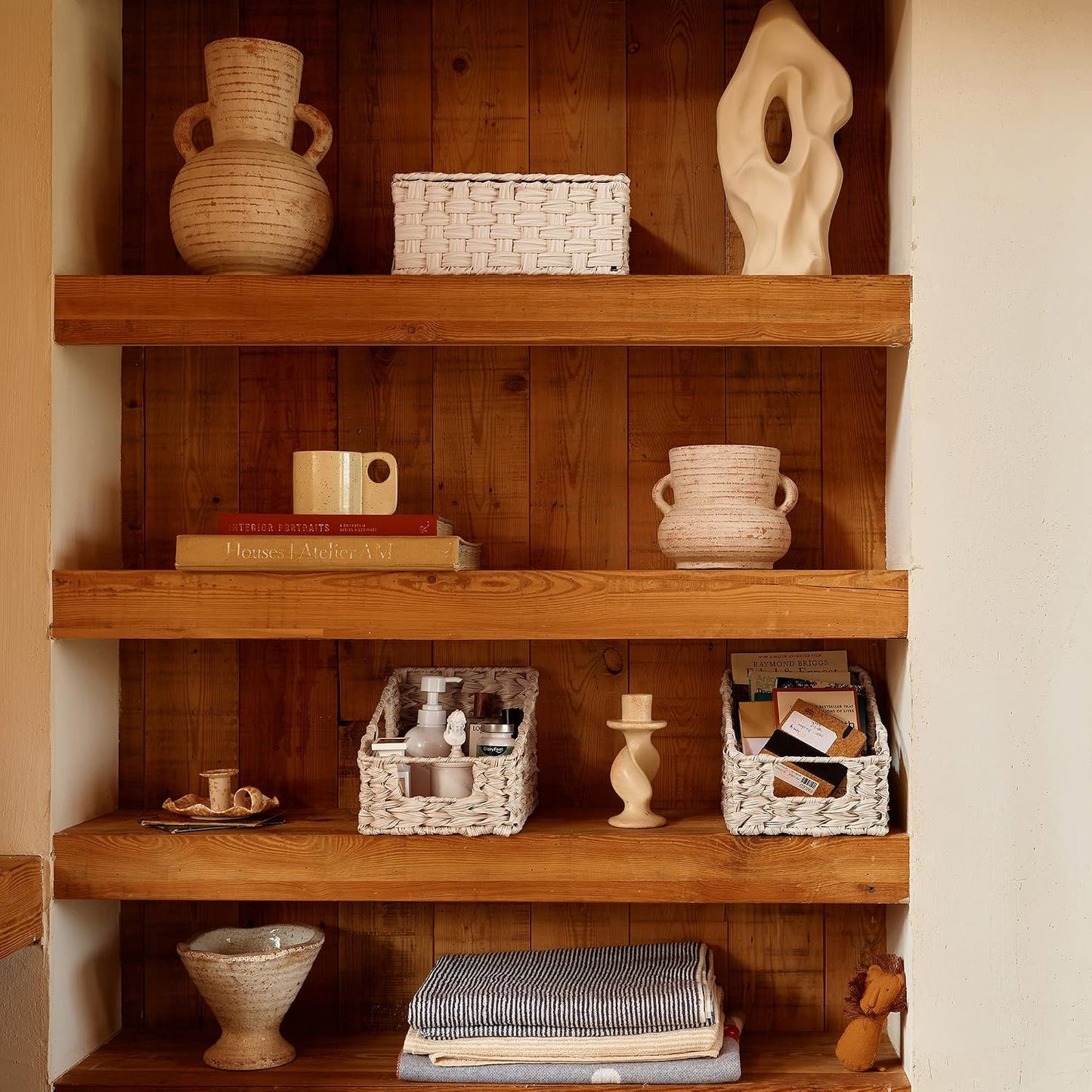 Wicker Storage Baskets / Butter Milk / Set of 3