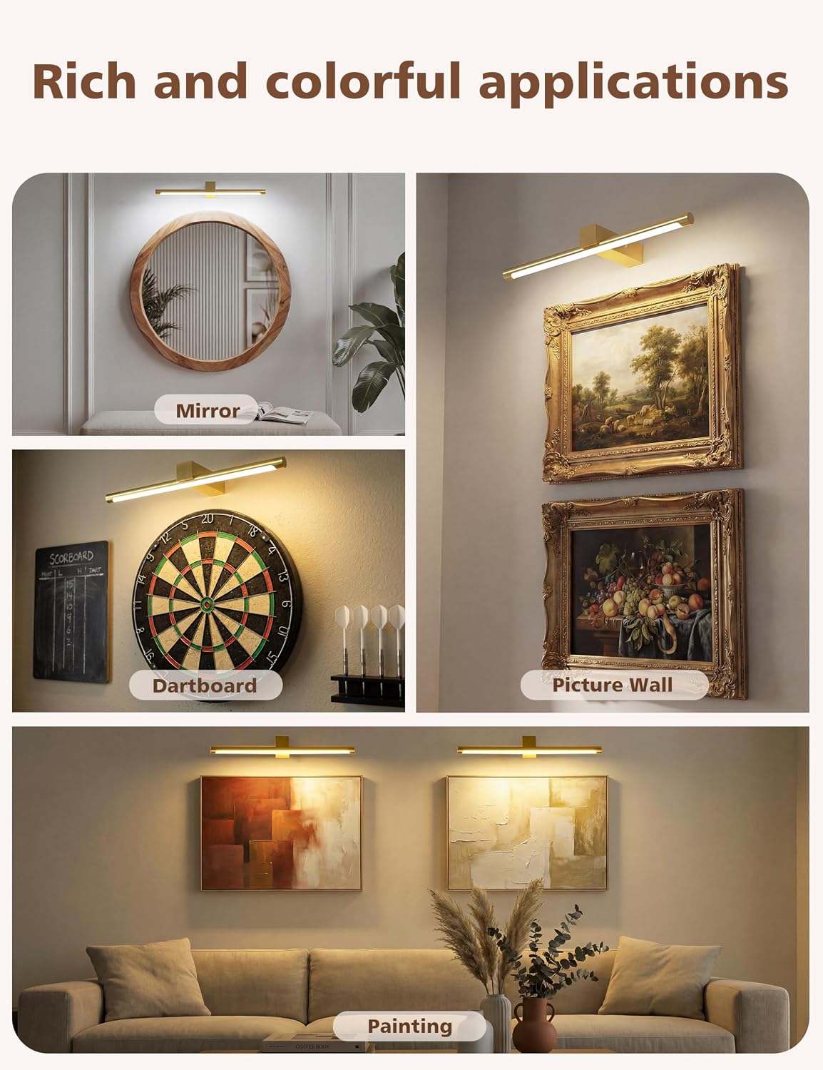 VOLISUN 15.7'' Picture Lights for Wall, 4000mAh Rechargable Picture Light Battery Operated, 3 Color Temperatures &
