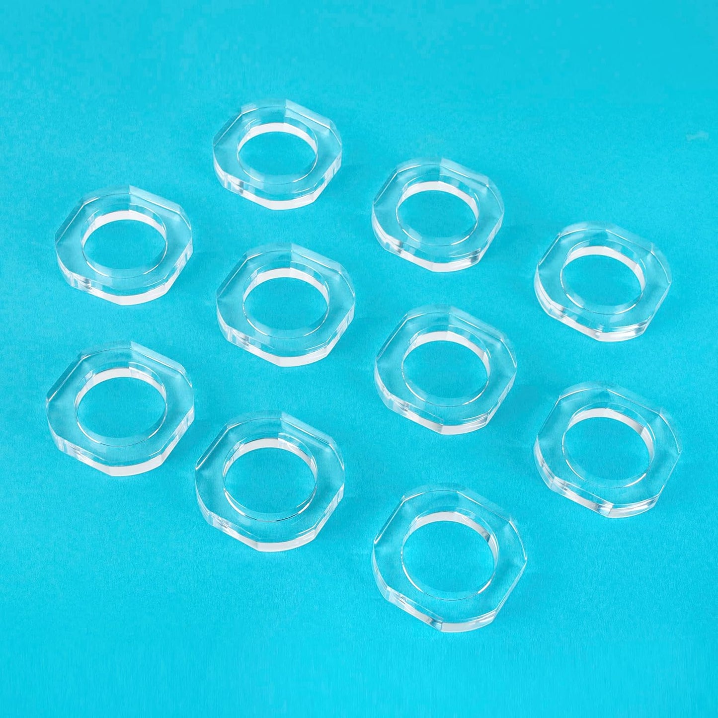 Clear Acrylic Napkin Rings, Bulk Set of 12, Table Settings | 2.25x2.25x0.5 in each, lightweight plastic, reusable, easy