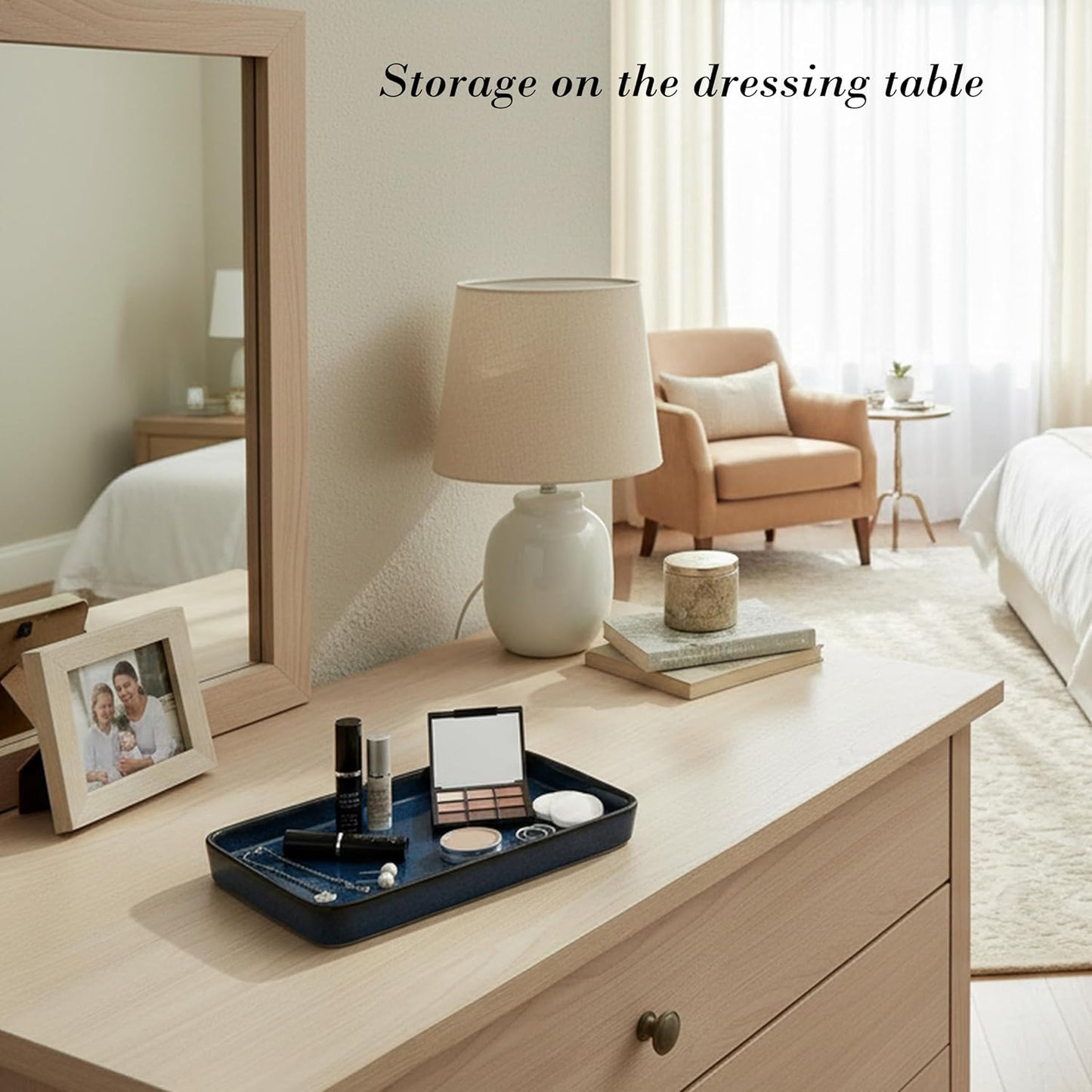Bathroom Vanity Tray for Countertop- Ceramic Decorative / Kiln-transformed Blue-1 Pc / 10 x 6 x 1