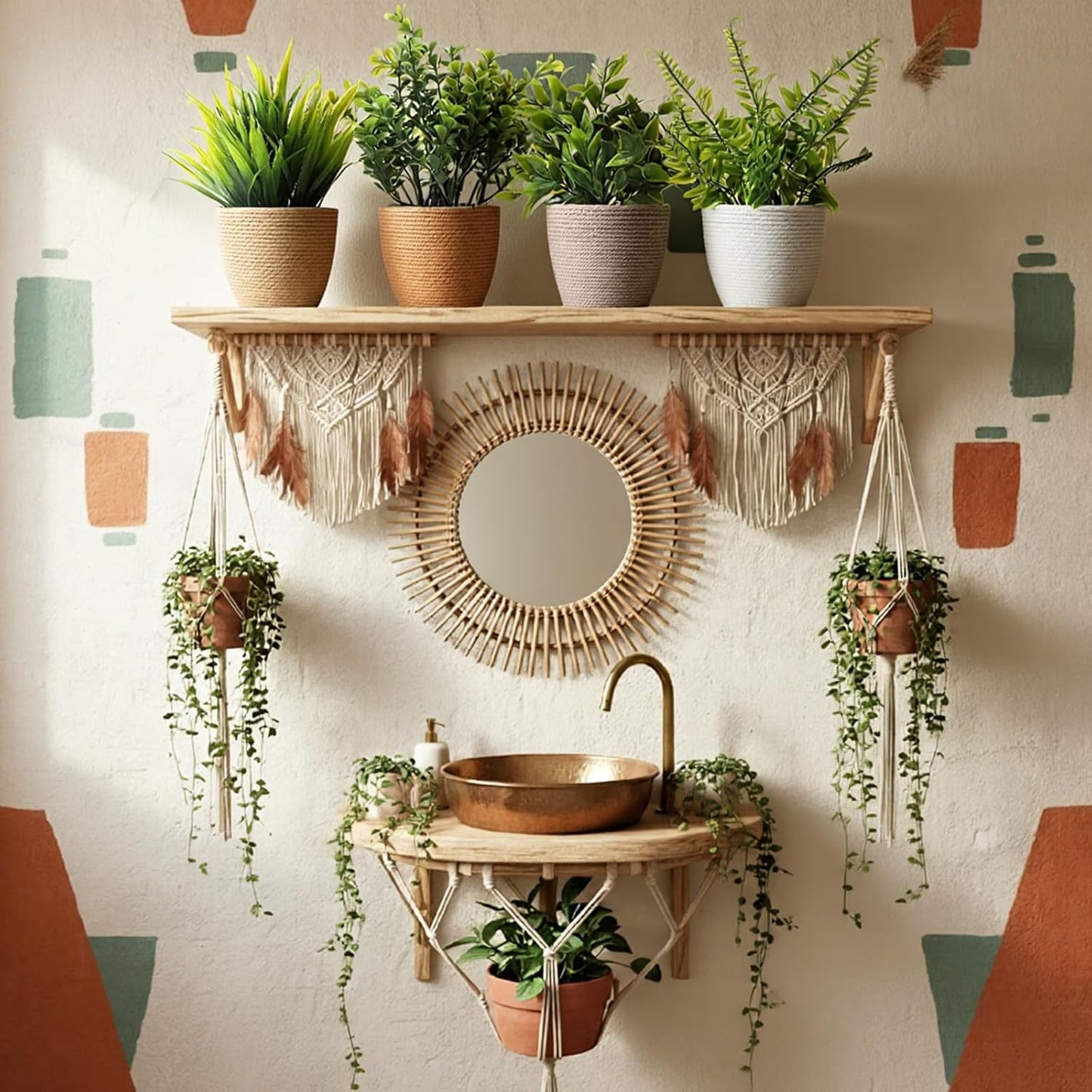 Boho Woven Artificial Plants / Set of 4
