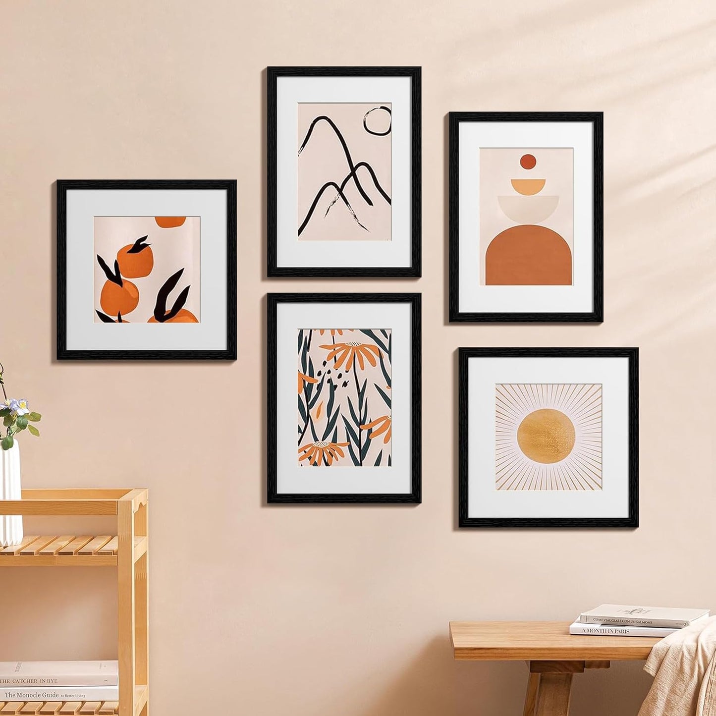 eletecpro 12x12 Picture Frames, Acrylic Cover, Black, Set of 10 | Display Photo 8x8 with Mat or 12x12 without, Wall