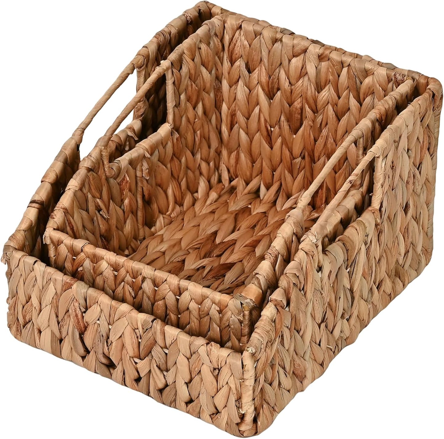 BSK1007A- Havanah Southwestern Hand-Woven Hyacinth Slanted Nesting Wicker / Natural / Set of 2