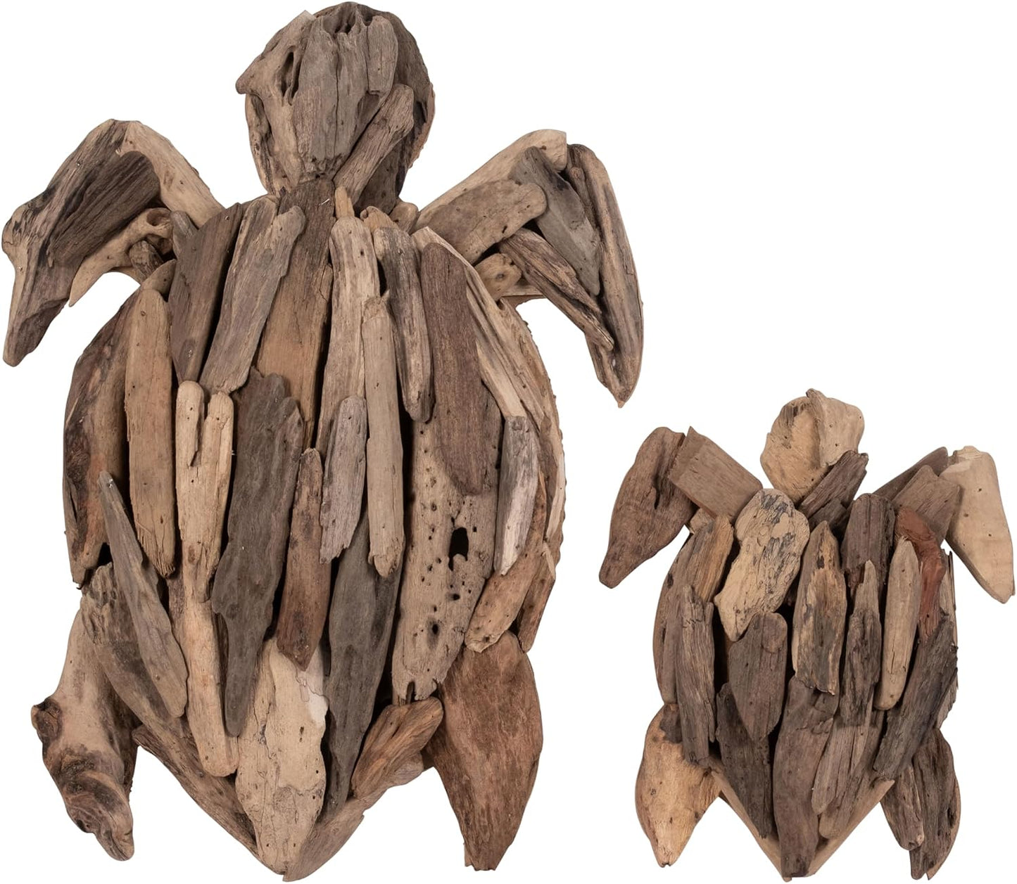 Wooden Driftwood Turtle Sculpture / Brown / 3.0" H