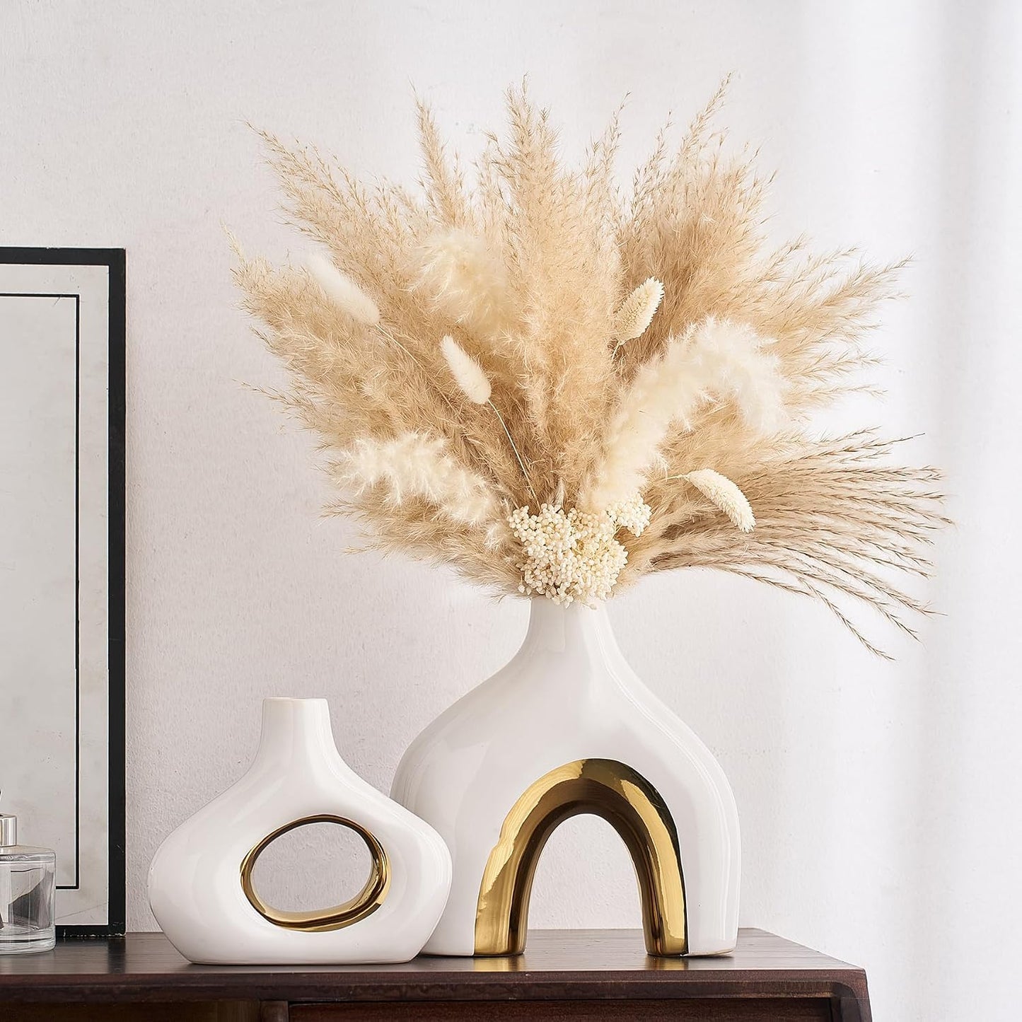 Modern Ceramic Donut Vase / White Gold / Set of 2