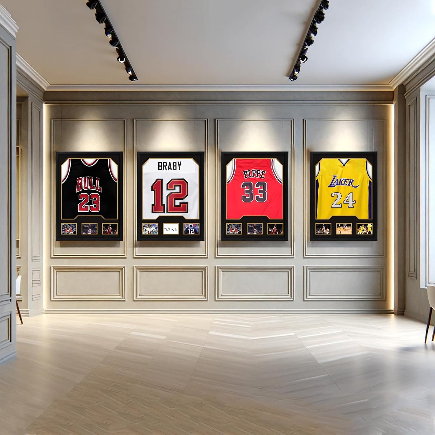Jersey Frame Display Case, Wooden Frame with Tempered Glass, 1 Pack | Wooden Sport Jersey Shadow Box Frame with Mats