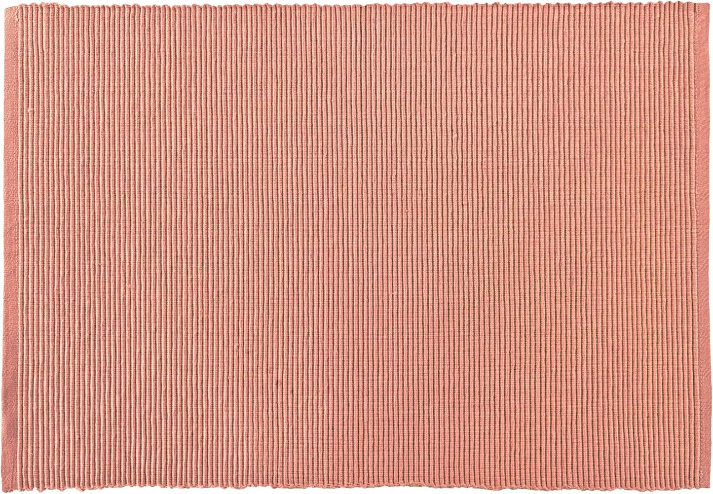100% Cotton Ribbed Placemats - Set of 6-13 x 19 Inches - Peach - Everyday/Thanksgiving/Fall Cloth Table Mats - Thick