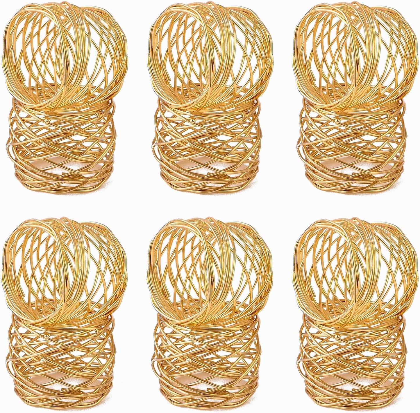 ALPHA Living HOME Gold Napkin Rings 12 Set of Premium 100% Metal, Rust-Resistant Tabletop Décor - Napkin Holders