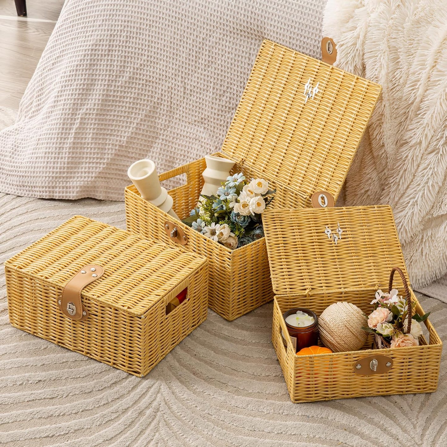 Woven Baskets / Wicker Storage Baskets / Set of 3