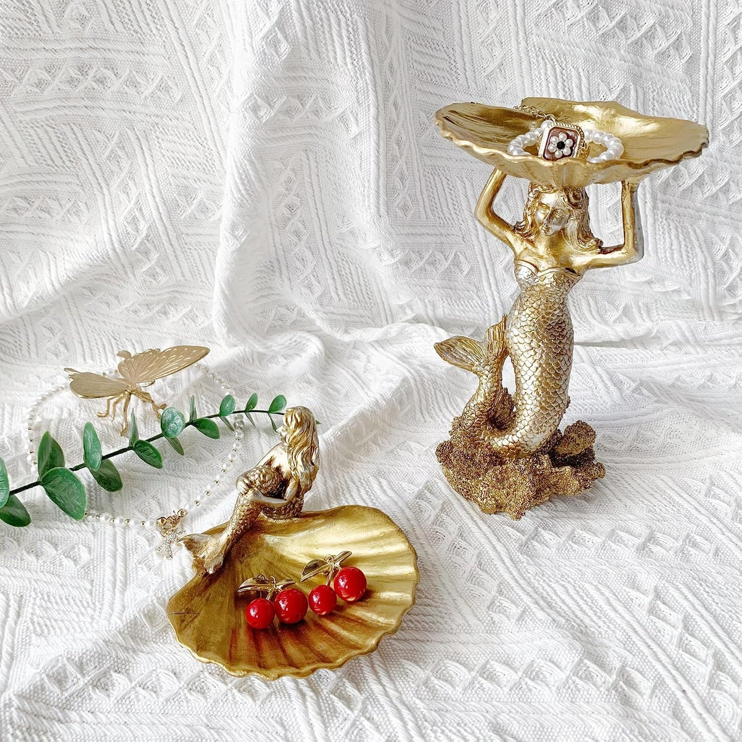 Golden Mermaid Shell Statue Home / Large Mermaid