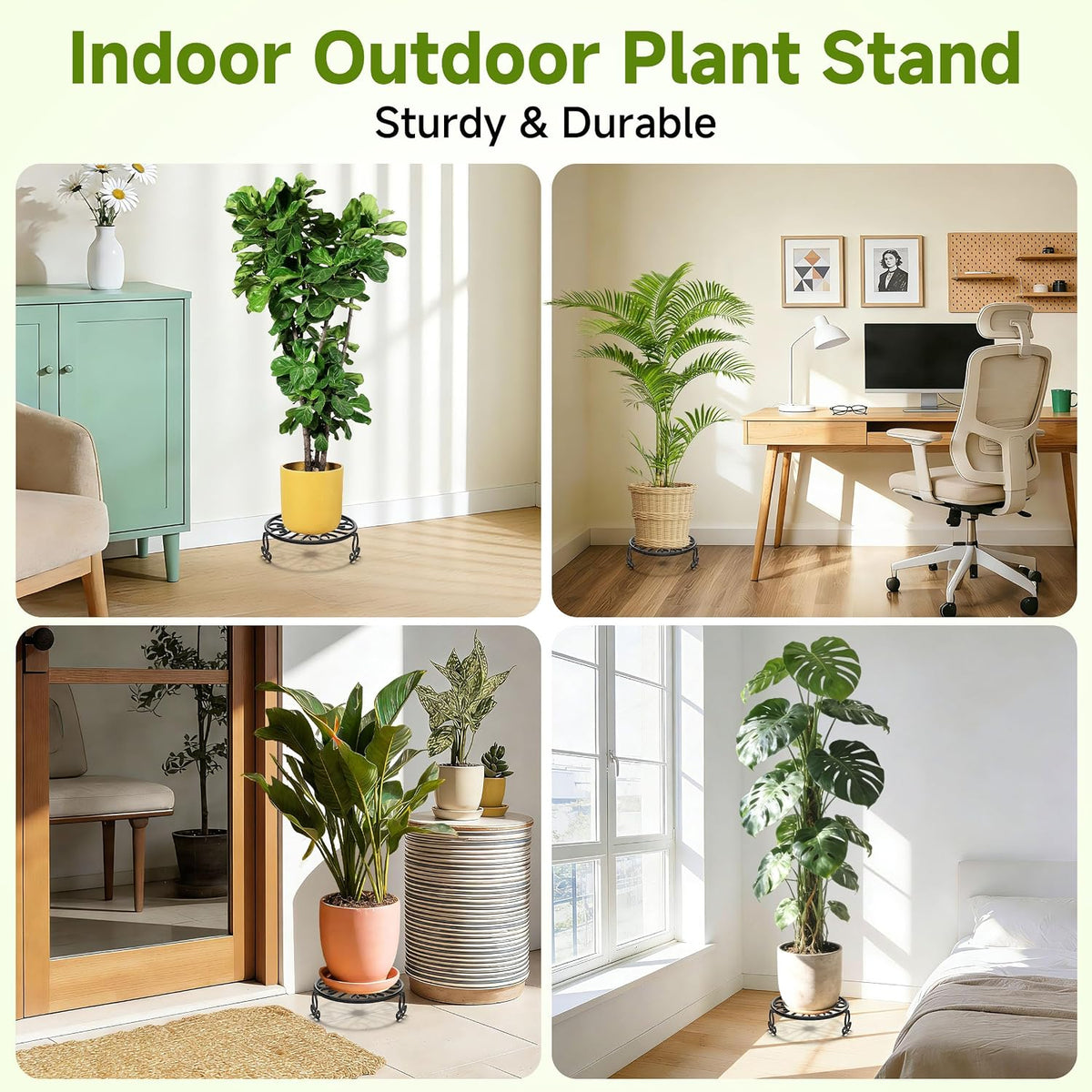 8" 9" 10" 11" 4-Pack Sturdy Plant Stands for Outdoor & Indoor Use, Heavy Duty Rustproof Metal Pot Stand Holder, Single