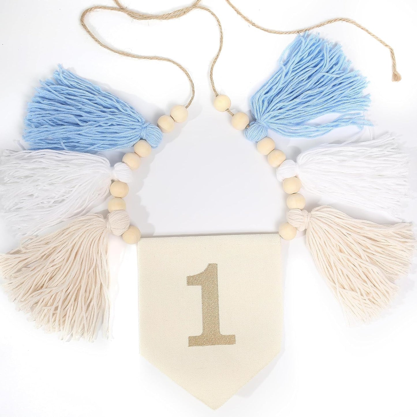Wood Bead 1st Birthday Banner