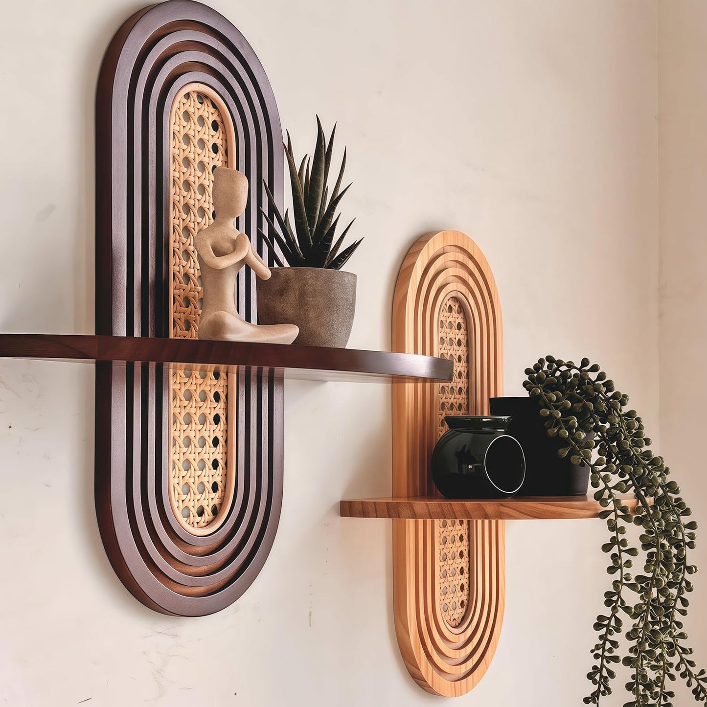 1pc Mid-Century Modern Wall Shelf / Walnut