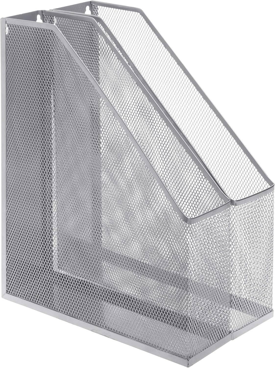 MyGift Silver Wire Mesh Document Holder, Wall Mounted or Desktop Magazine and File Rack, Set of 2