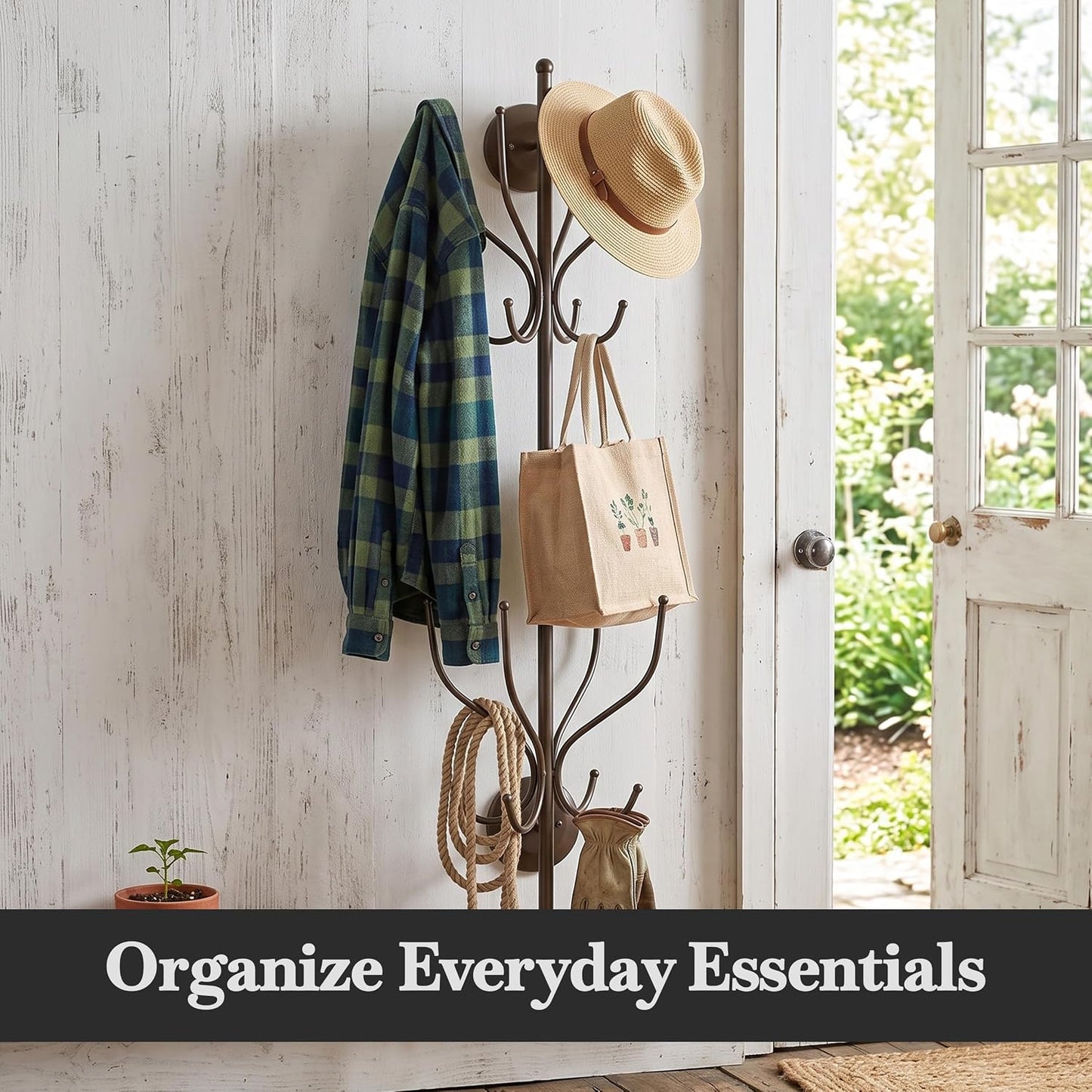 Kings Brand Furniture – Nino Metal 12 Hook Wall Mount Coat & Hat Rack, Pewter