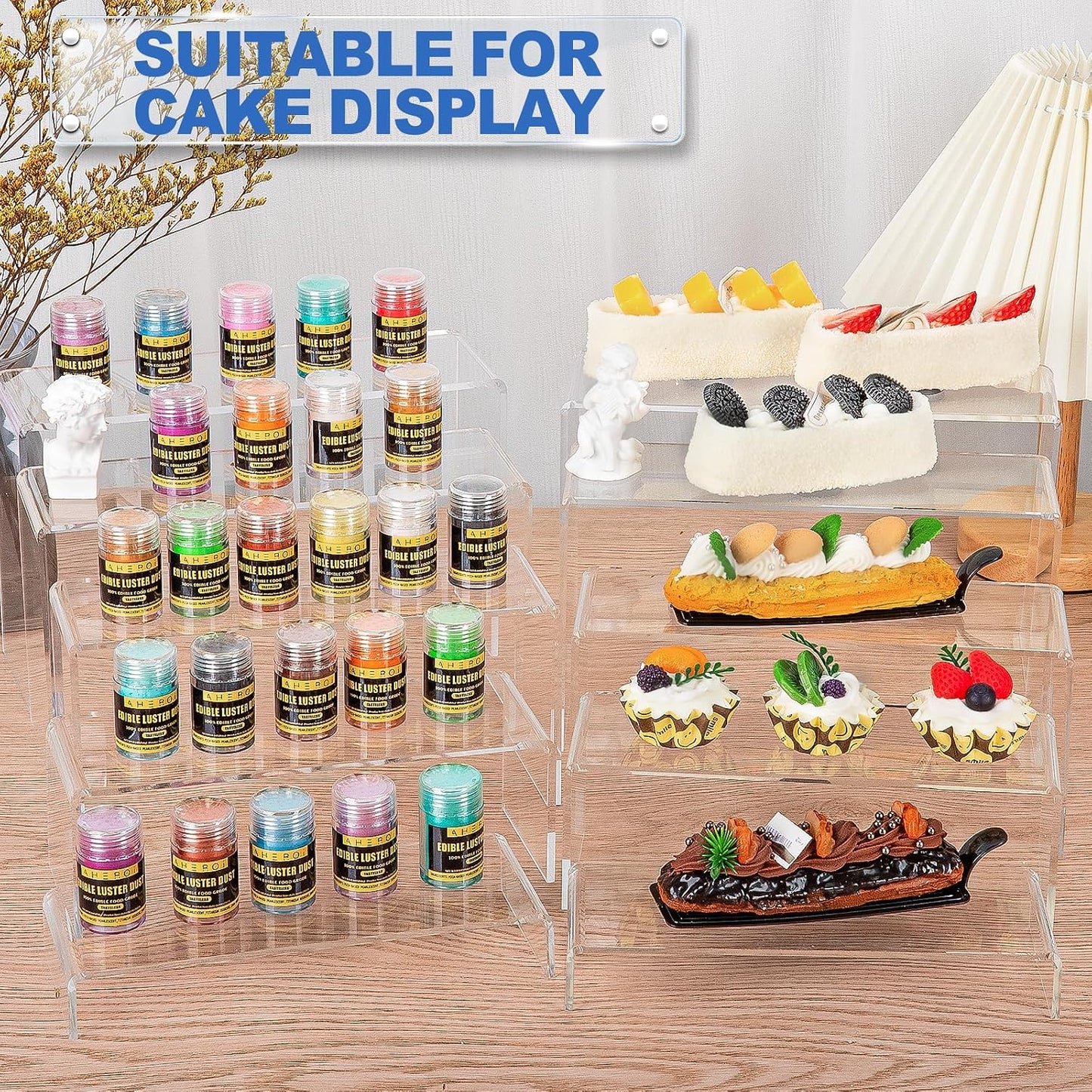 Aheroi Acrylic Risers Display Stands, Acrylic Stands for Display 10Pcs 2Set | Riser Display Shelf Clear Display Stands