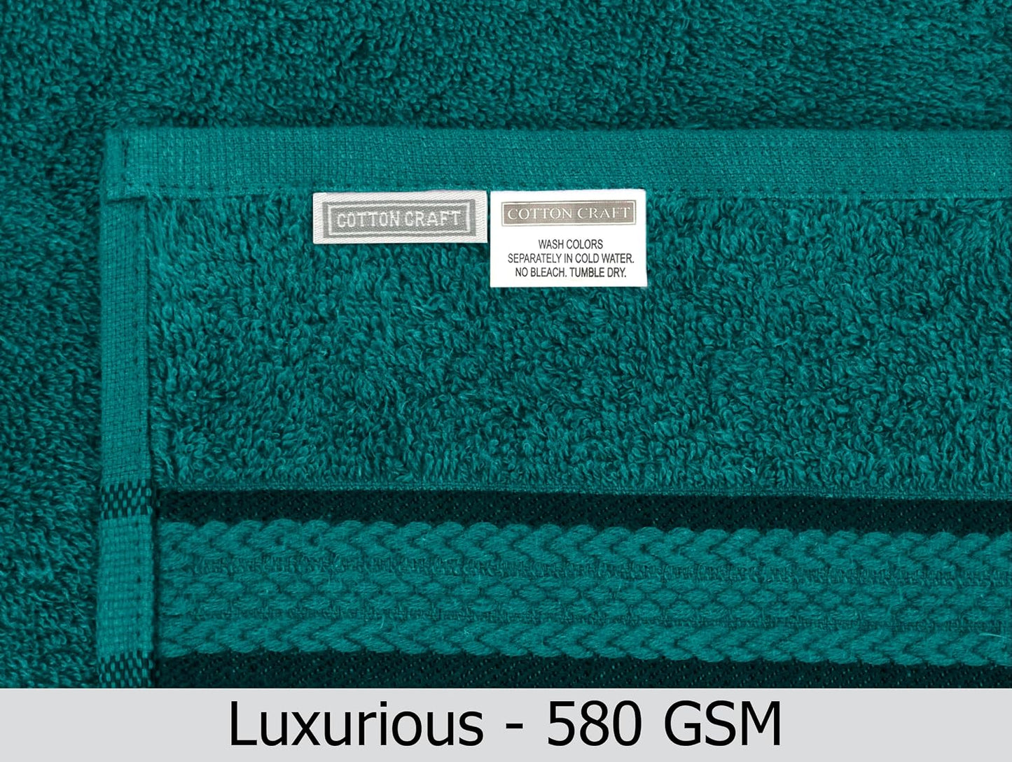 COTTON CRAFT Ultra Soft Bath Towels - 4 Pack 100% Cotton Large 30x54 inches | Oversized 580 GSM Absorbent Teal Bath