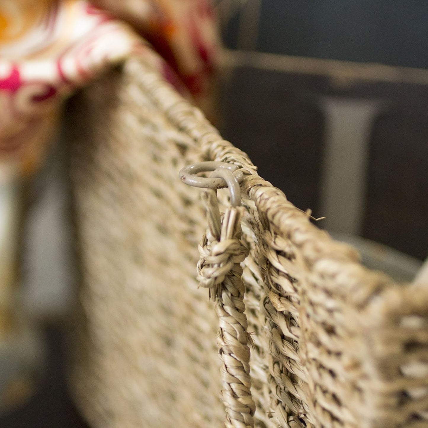 Wicker Stair Basket / Seagrass and Corn Husk / Natural