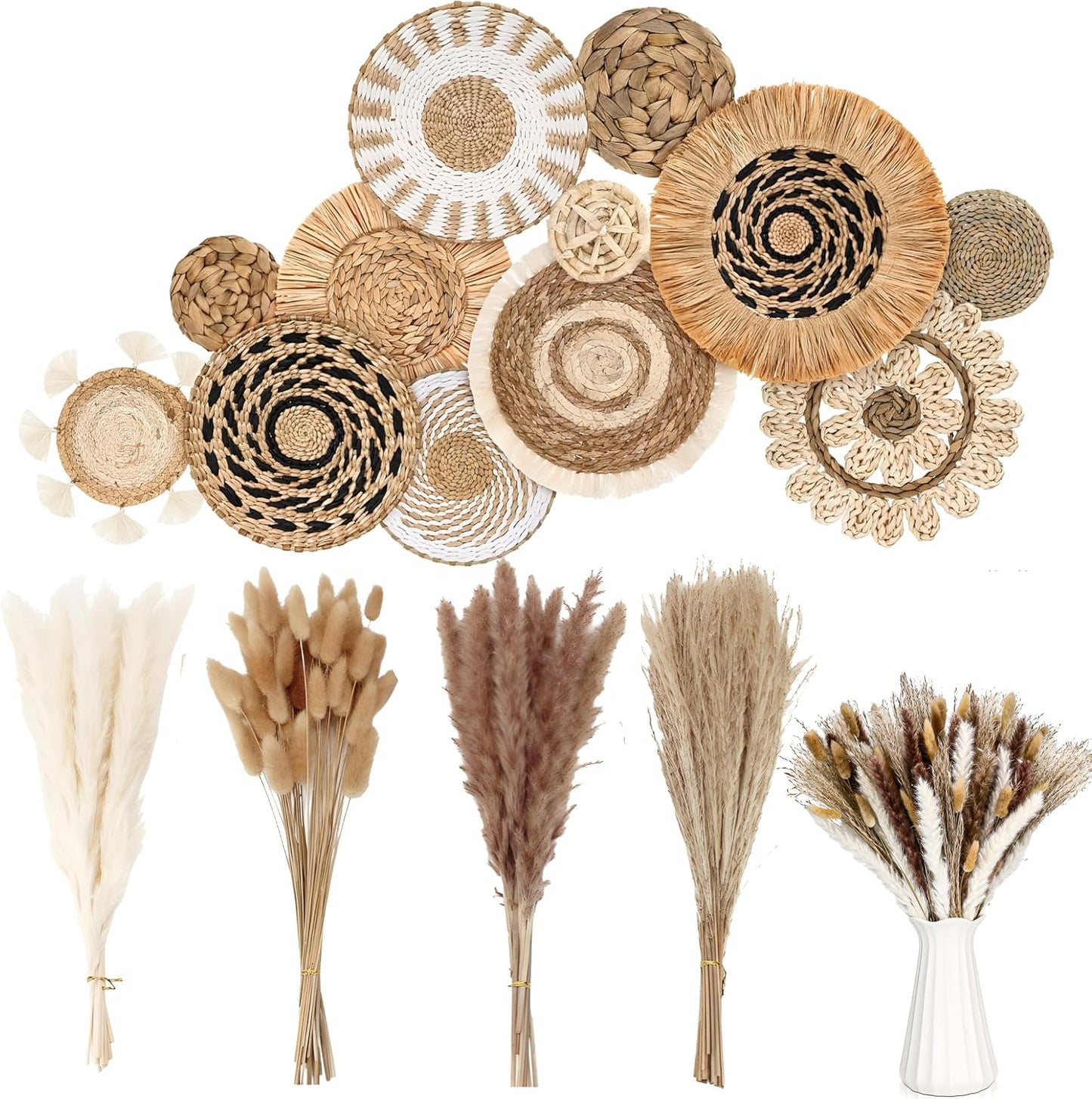 Include Hanging Woven Wall Baskets Handmade Rattan Wicker Wall Art and 120 / Set of 132