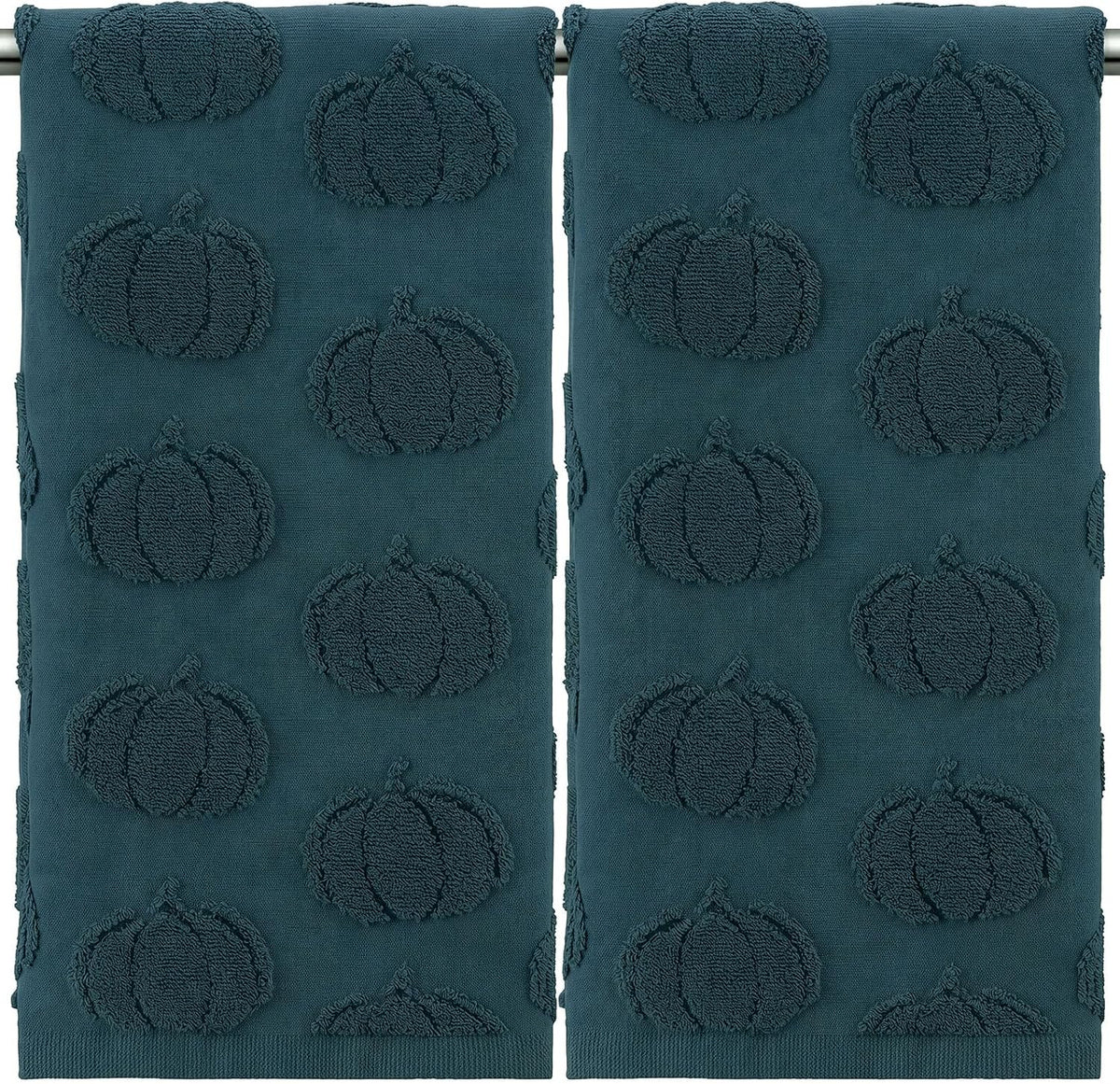 Mindsoft 2 Pcs Fall Hand Towels 3D Pumpkin Jacquard,Gray Green