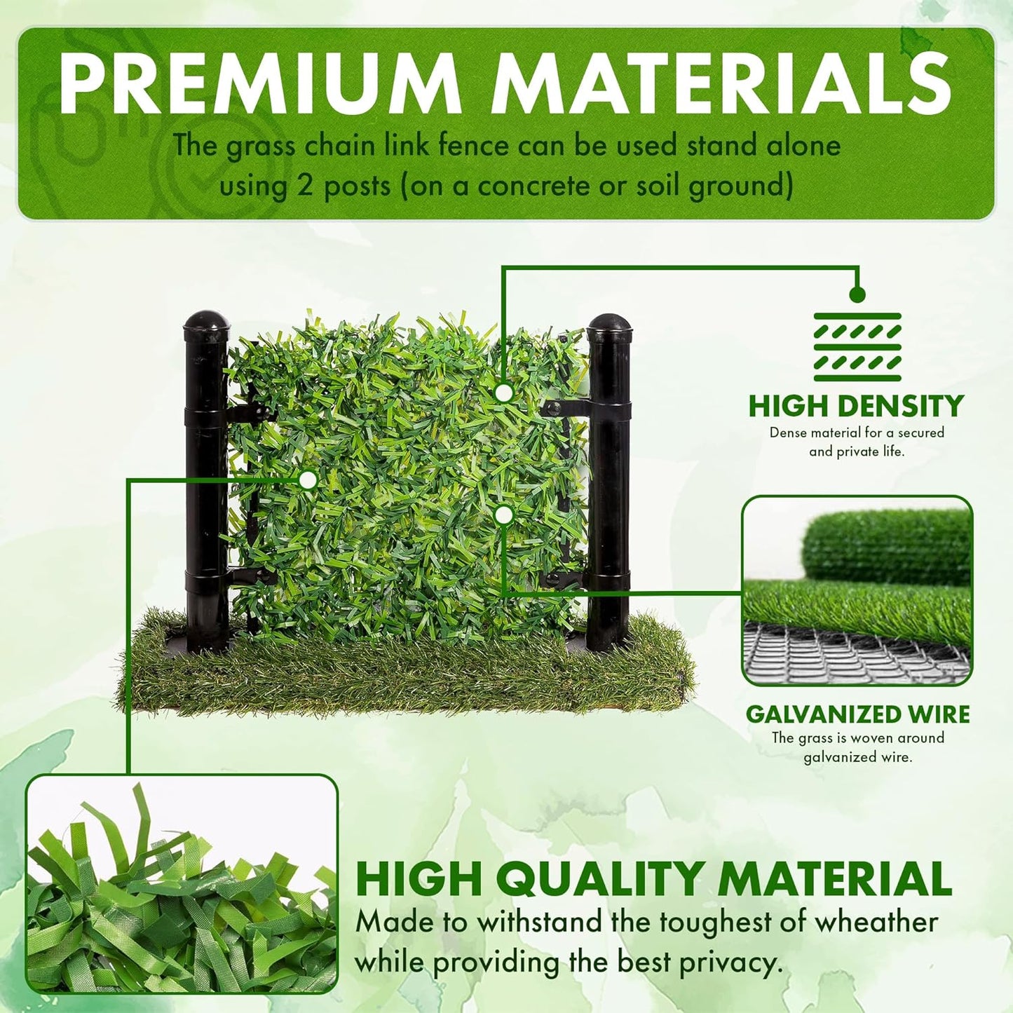 Can Fence Grass Chain Link Fence- Galvanized Wire UV Protected- Privacy Fence / 3.94' x 10