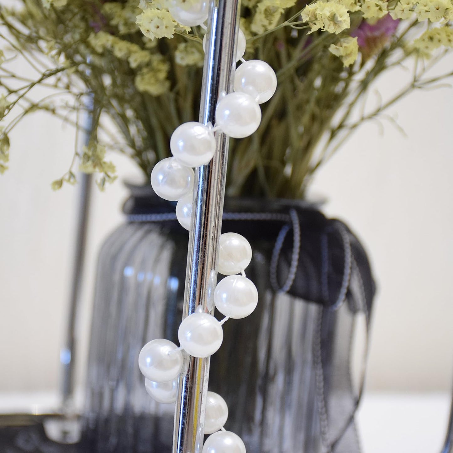 14 mm Large Pearls Garland Faux Crystal Beads Garland Spool Roll for Crafts / Ivory
