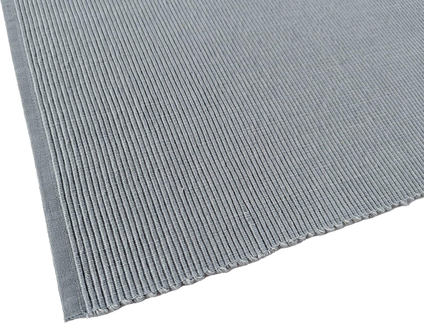 100% Cotton Ribbed Placemats - Set of 8-13 x 19 Inches - Grey - Everyday Cloth Table Mats - Thick Construction
