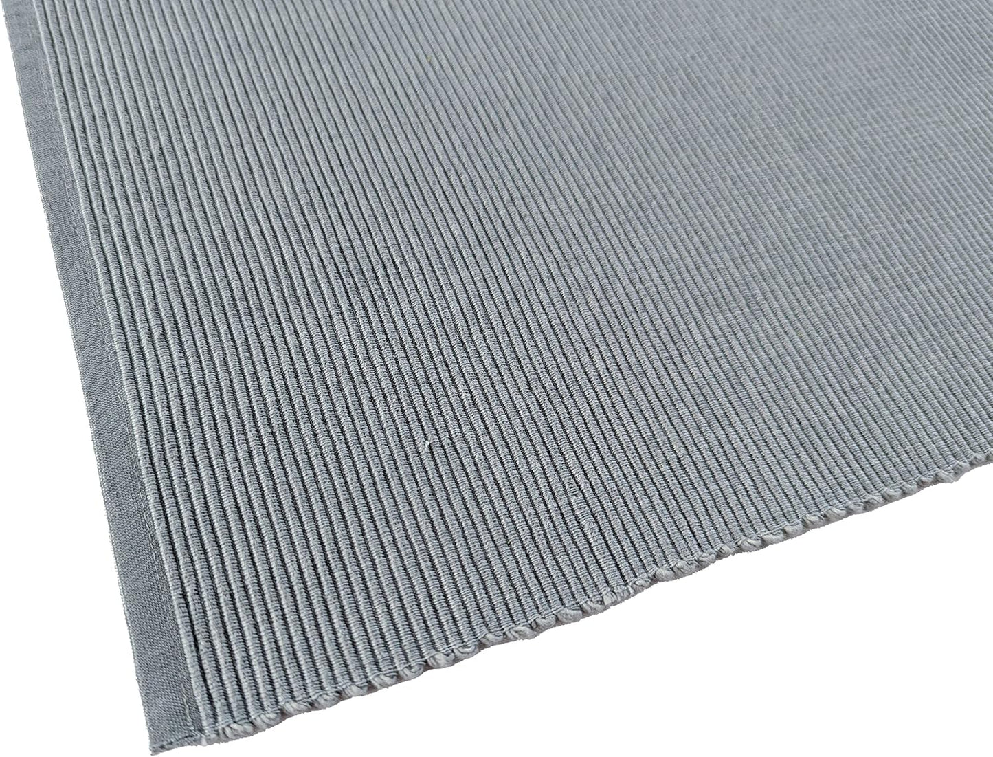 100% Cotton Ribbed Placemats - Set of 6-13 x 19 Inches - Grey - Everyday Cloth Table Mats - Thick Construction
