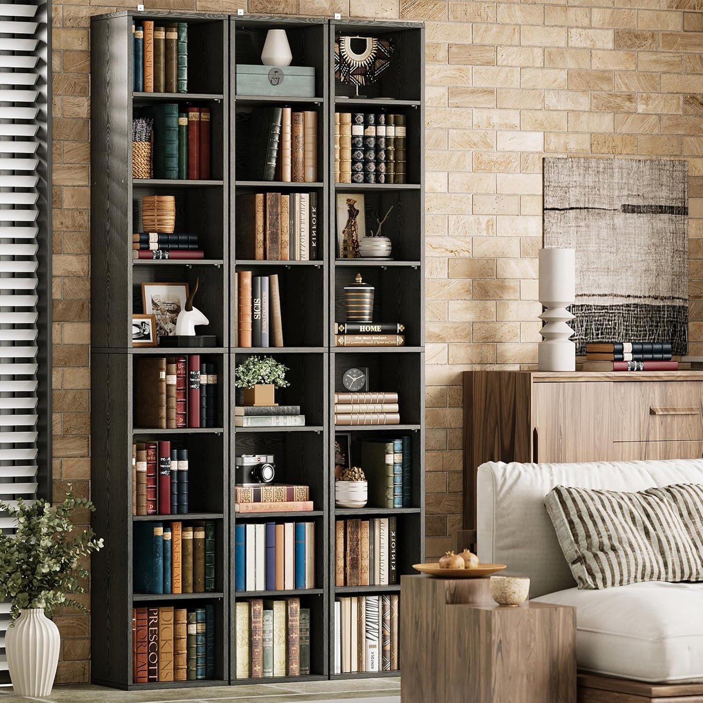 Floor Standing Display Storage Shelves in Tall / Vintage Black / 71 Inch