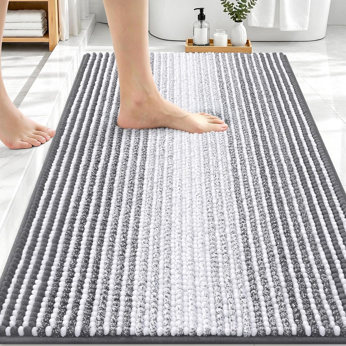 OLANLY Toilet Rugs U-Shaped 20x20, Soft Absorbent Chenille Contour Rugs