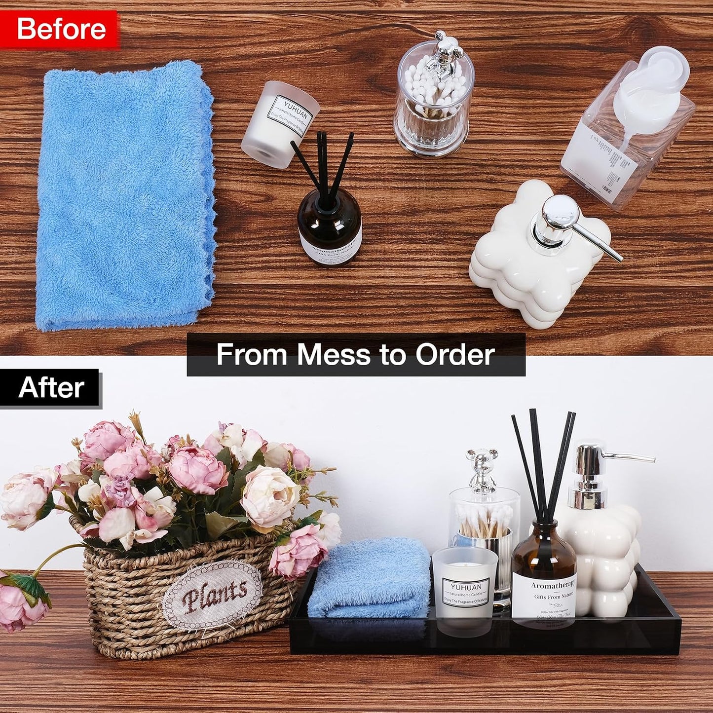 Acrylic Tray 5mm Thicken for Vanity Makeup / Gray / 12 x 6 x 1.2