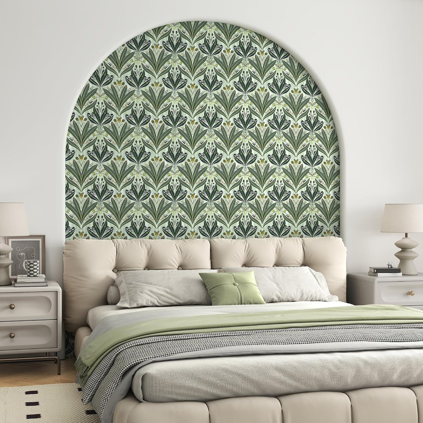 Leaf Wallpaper Peel and Stick Wallpaper " Modern Botanical Contact Paper / 17.3 x 197 / Green