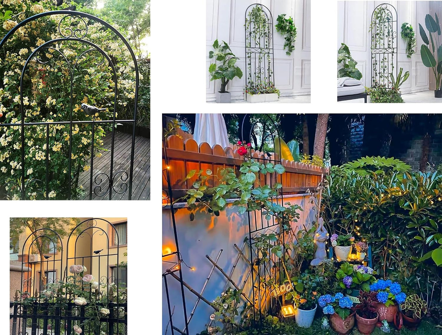 2 Pack 86.7" H x 19.7" W Metal Garden Trellis with Black Coating, Wire Lattice Grid Panel for Climbing Plants Outdoor