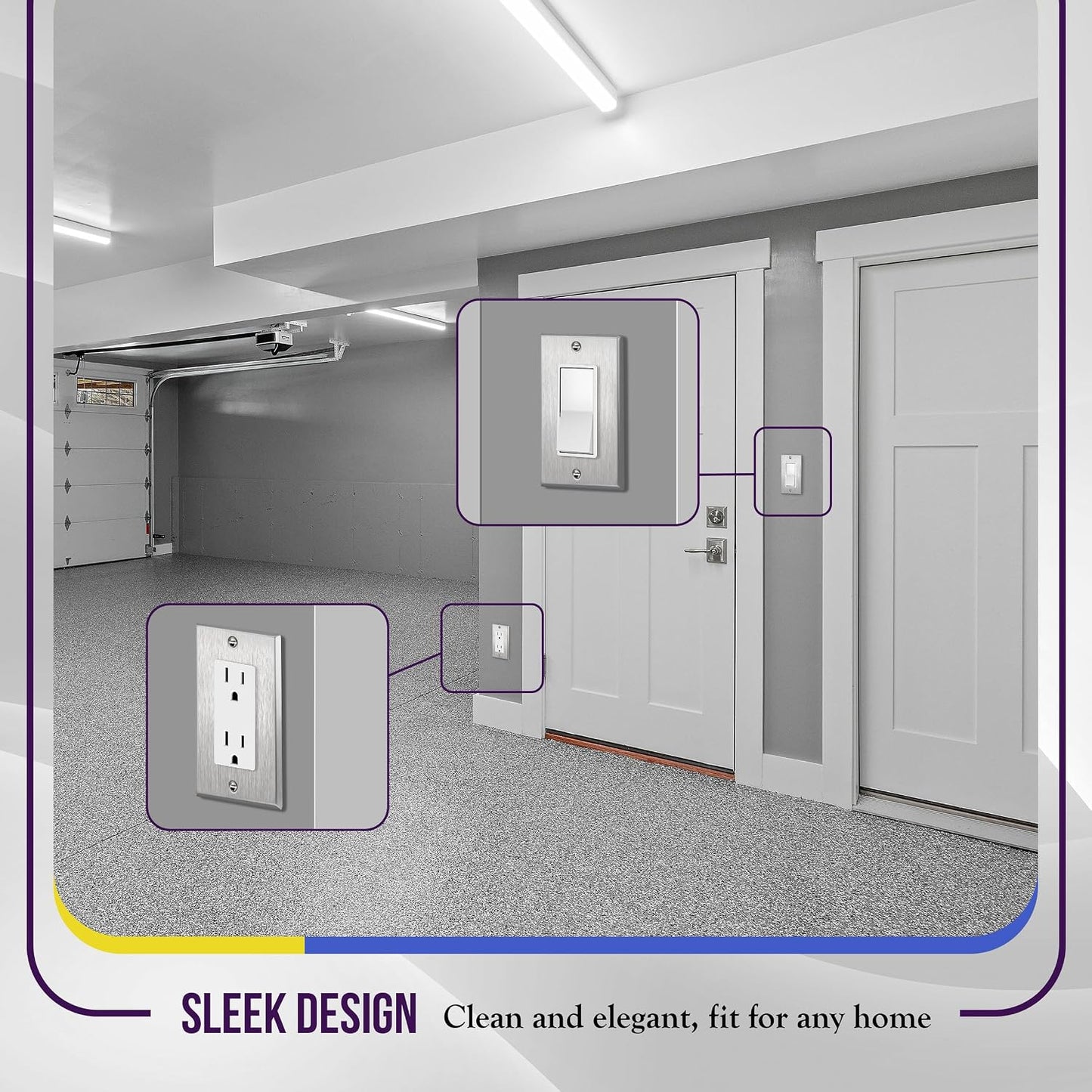 ENERLITES Decorator Switch or Receptacle Outlet Metal Wall Plate, Stainless Steel Outlet Cover, Corrosion Resistant