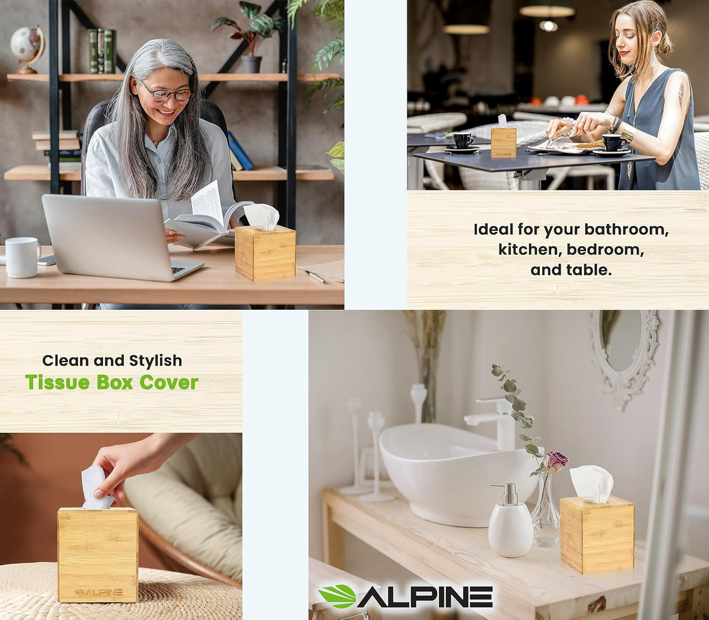 Industries Wooden Tissue Box Cover / Bamboo / Square