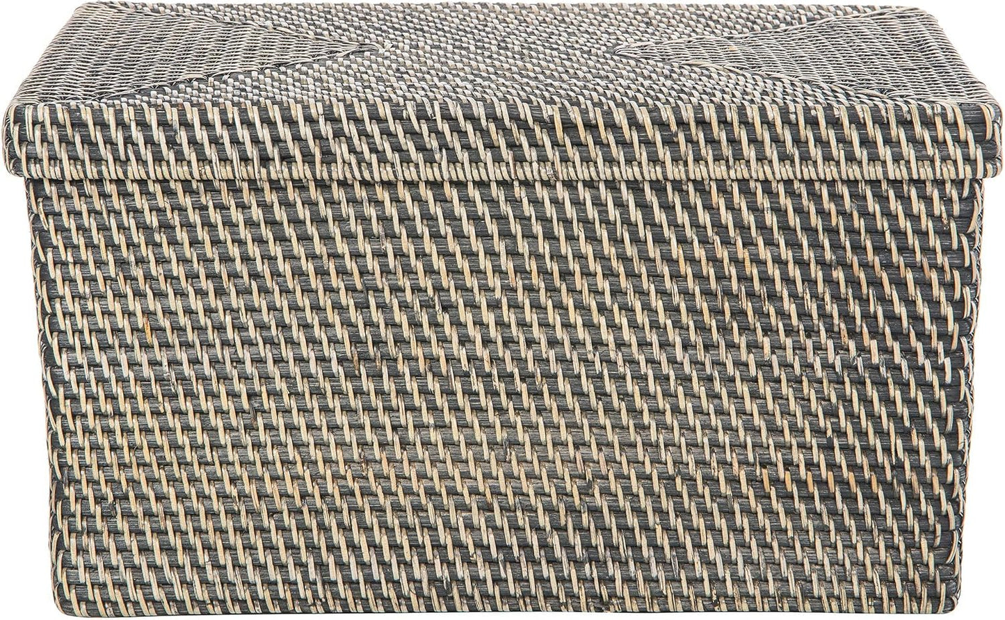Rattan Storage Box and Decorative Basket / Black Wash / 18.5 Inch