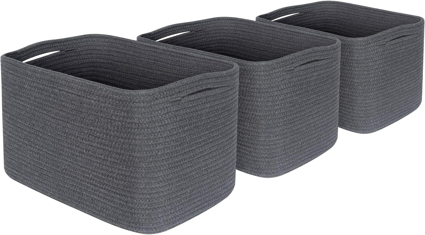 Decorative Woven Storage Baskets / Charcoal Gray / Set of 3